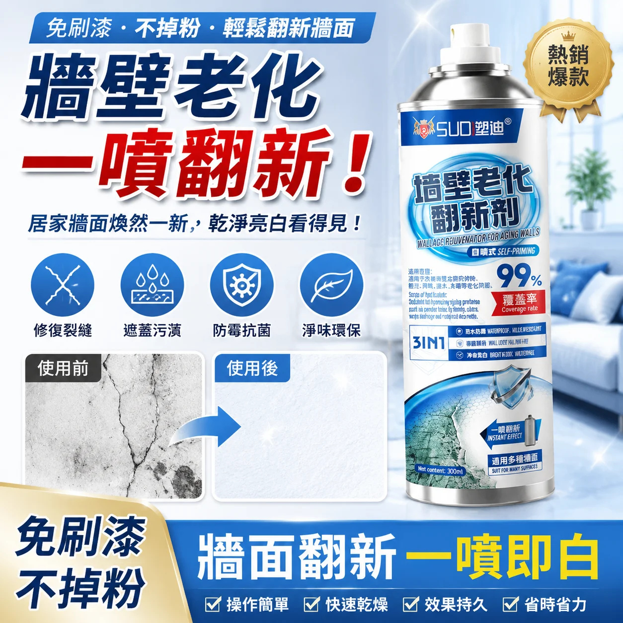 墻壁老化翻新劑
